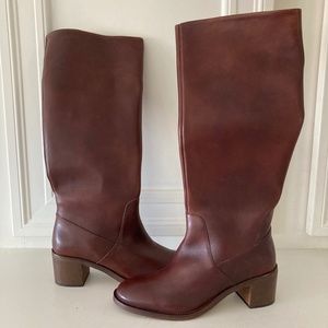 NWOT Anthropologie Leather Perfect Tall Boots In Wine Sz 41